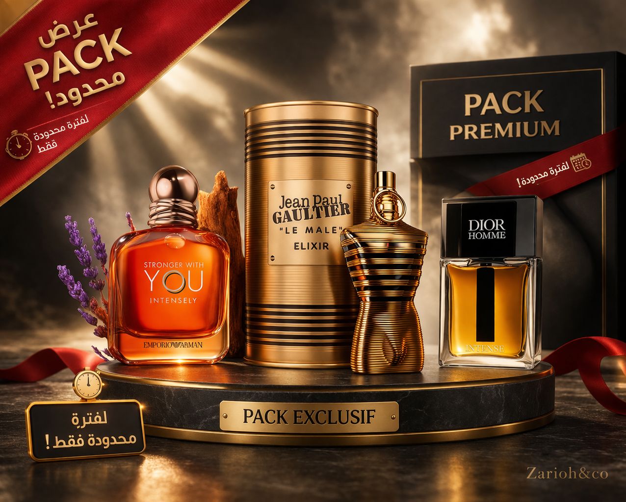 Pack 250dh 10ml (You intensely - Jean paul elixir - dior homme intense)
